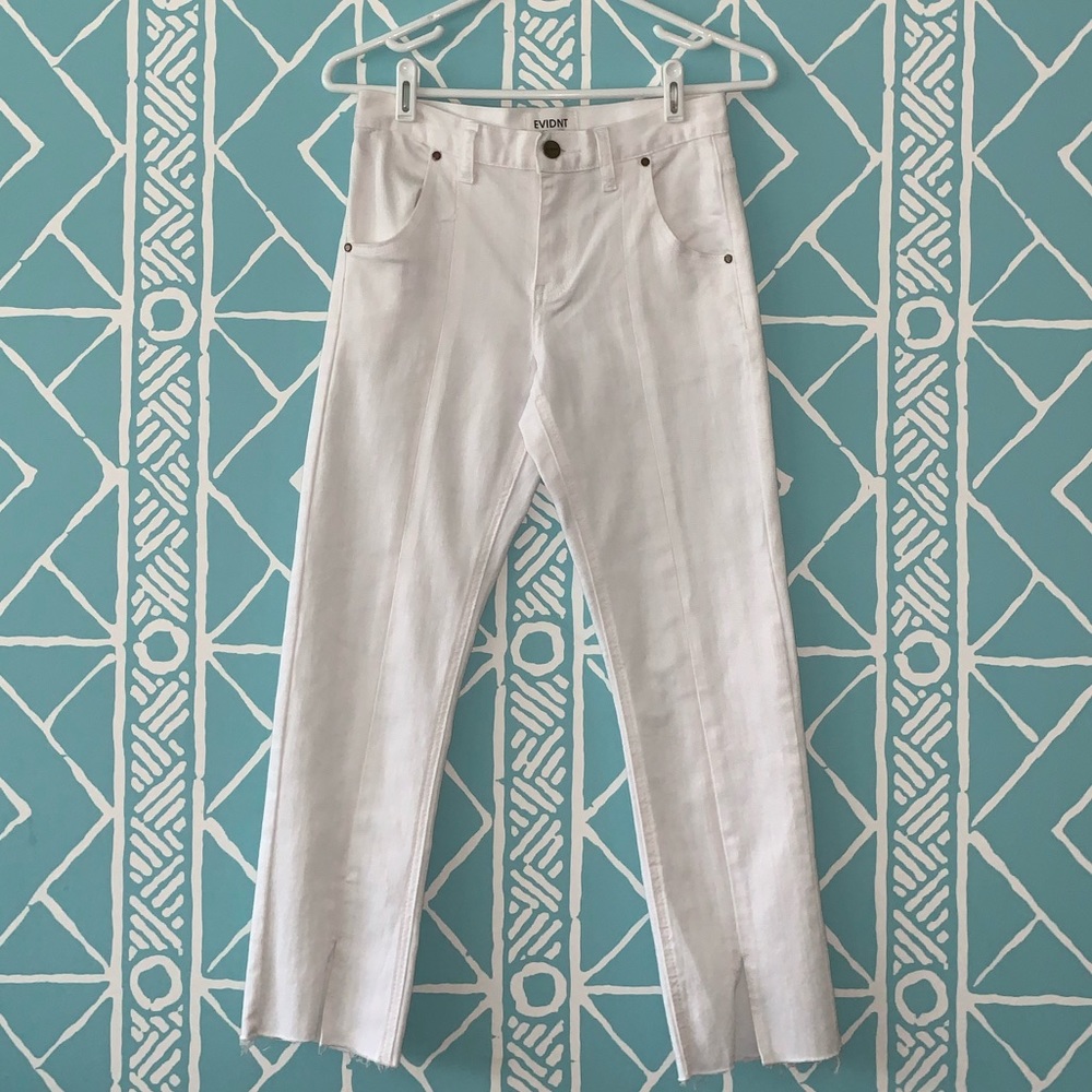 white slit hem jeans